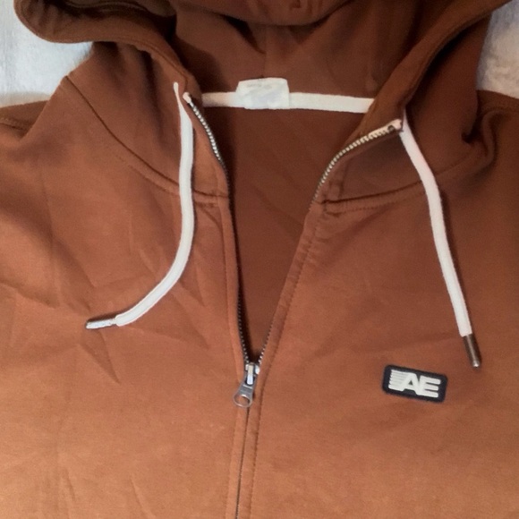 Men’s American Eagle Brown Tan Zip Up Sweatshirt Hoodie Size MT(Medium Tall) - Picture 4 of 11